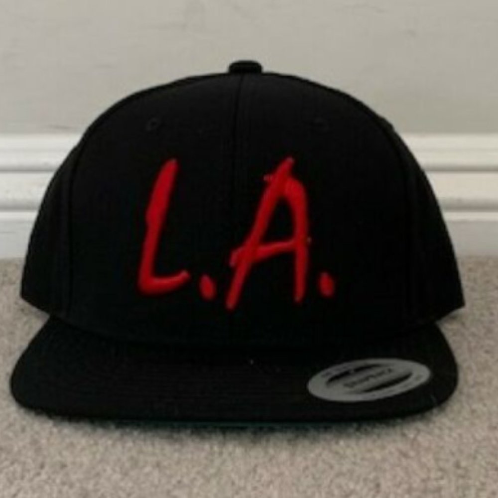XYZ "LA" NWA Hip Hop Street Classic Snapback Baseball Cap, Black w/ Red Logo